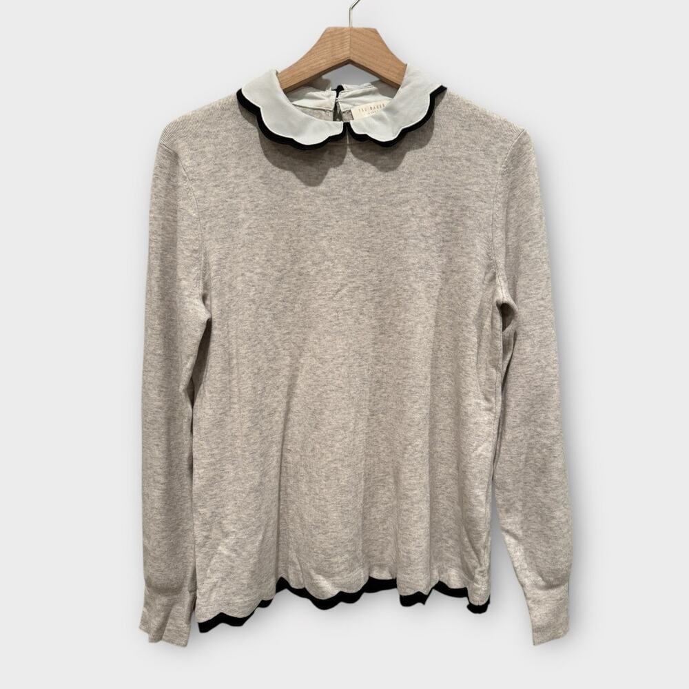 Ted Baker London Lheo Scallop Detail Layered Sweater Size 3